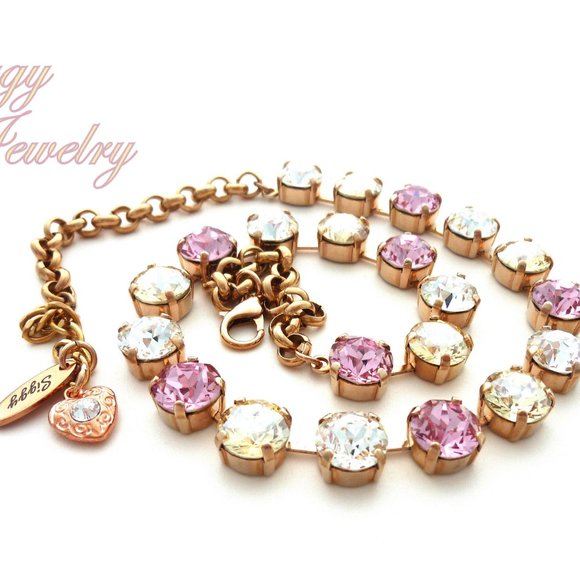 Swarovski Crystal Necklace in Light Rose, Crystal Golden shadow and Clear - Picture 3 of 8